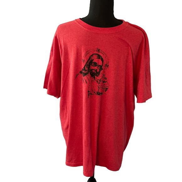 M&O Gold Men's Red Short Sleeve T Shirt Size L Martini Glass - Picture 1 of 5